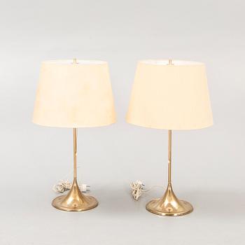 A pair of brass table lamps B024 from Bergboms later part of the 20th century.