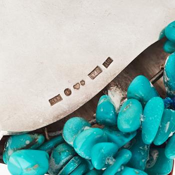 Kristian Nilsson, a sterling necklace with semi-precious stones, Stockholm, 1983,