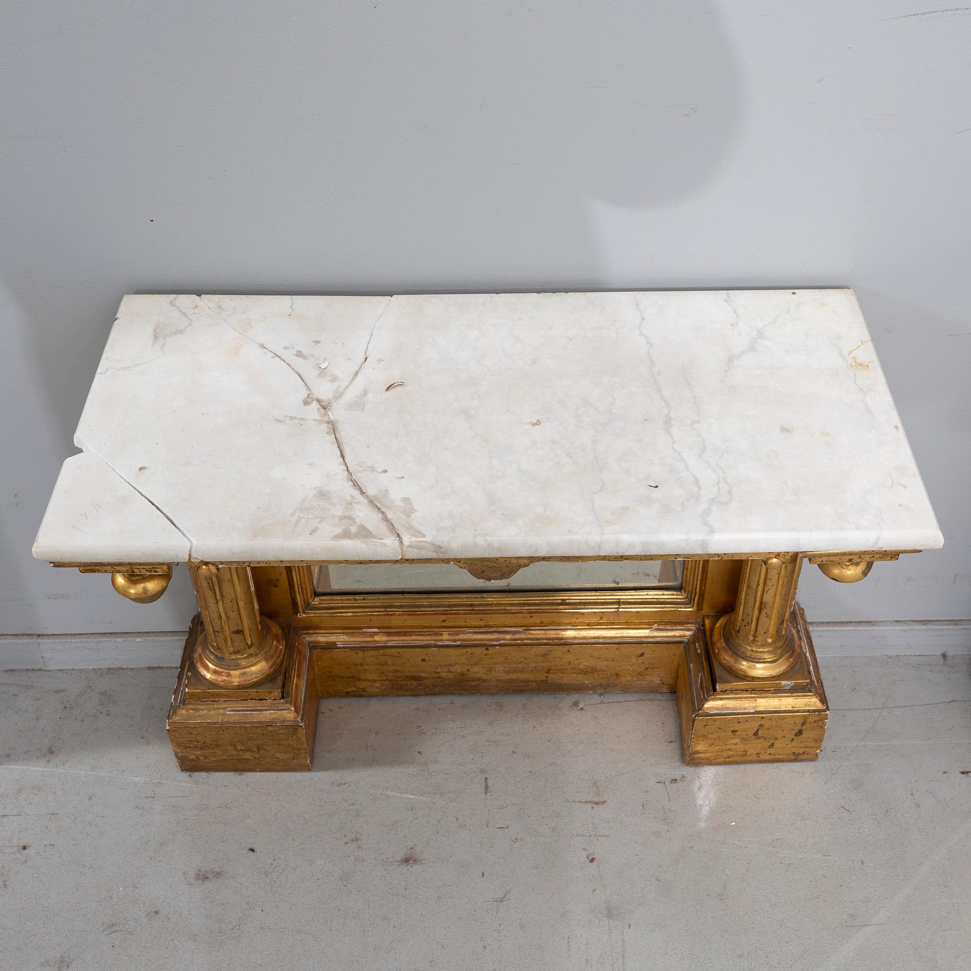 Spegel med konsolbord omkring 1900.