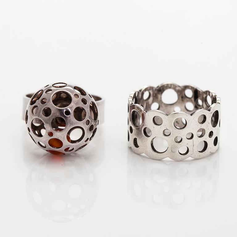 Liisa Vitali, Rings, 2 pcs, silver, Westerback, Helsinki, 1970s.