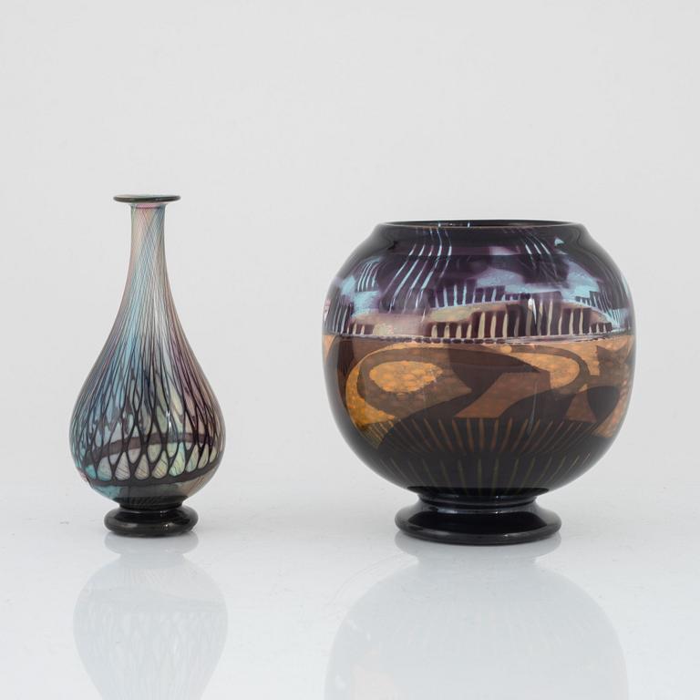 Eva Englund, a 'graal' glass vase and a bowl, Orrefors Gallery.