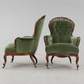 FÅTÖLJER, ett par, Nyrokoko, 1800-talets slut.