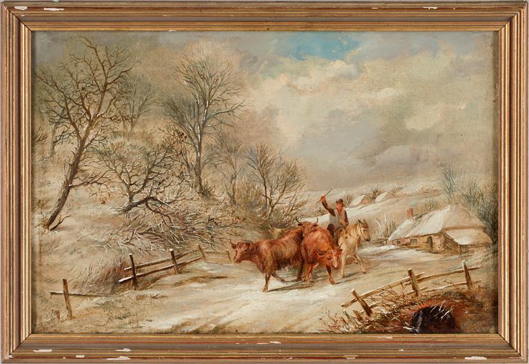 OKÄND KONSTNÄR, olja på duk, 1800-talets mitt. Bär sign Rolland.