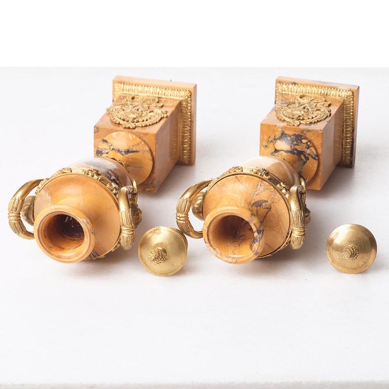 CASOLETTER/LJUSSTAKAR, empire, 1800-talets början.