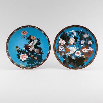 FAT, 2 st, cloisonne, Japan, 1900-talets första hälft.