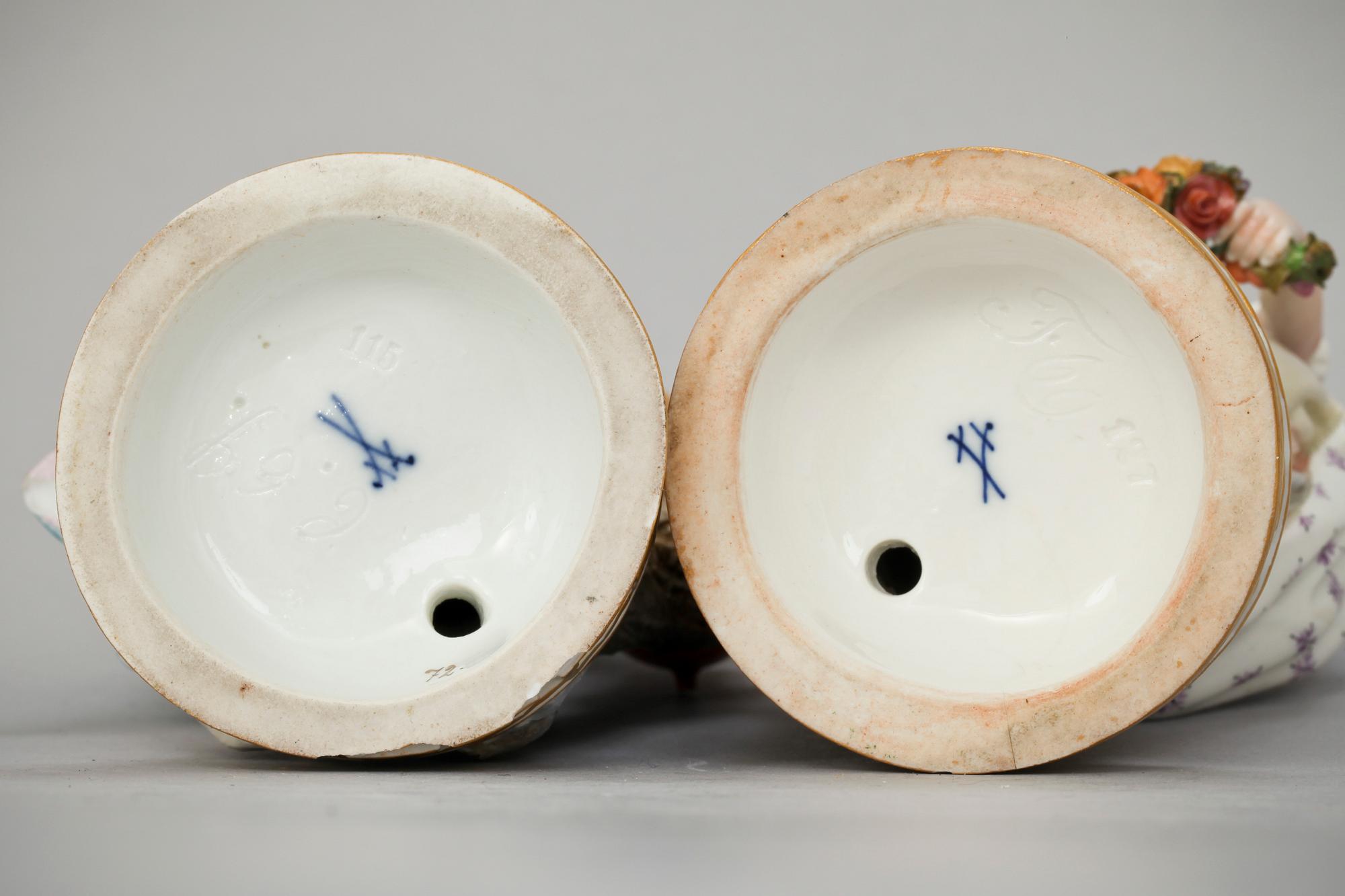 FIGURINER, ett par, porslin, Meissen. Tidigt 1900-tal.