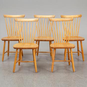 CARL MALMSTEN, five 'Lilla Åland' chairs, 1960s.