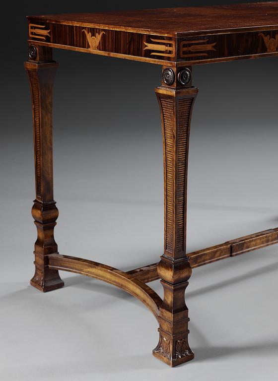 A mahogany-stained birch and palisander table, possibly by Carl Malmsten.