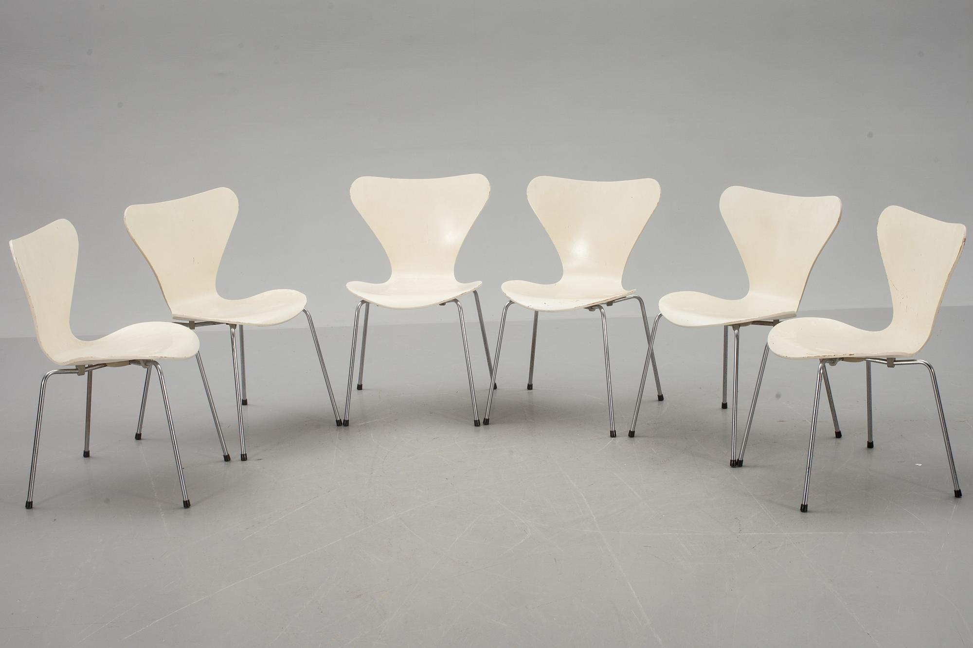 STOLAR, 6 st, "Sjuan", Arne Jacobsen, Fritz Hansen.