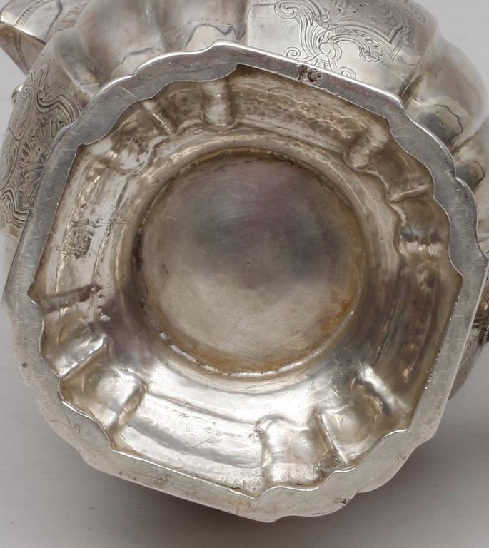 KAFFEKANNA, silver, rokokostil.