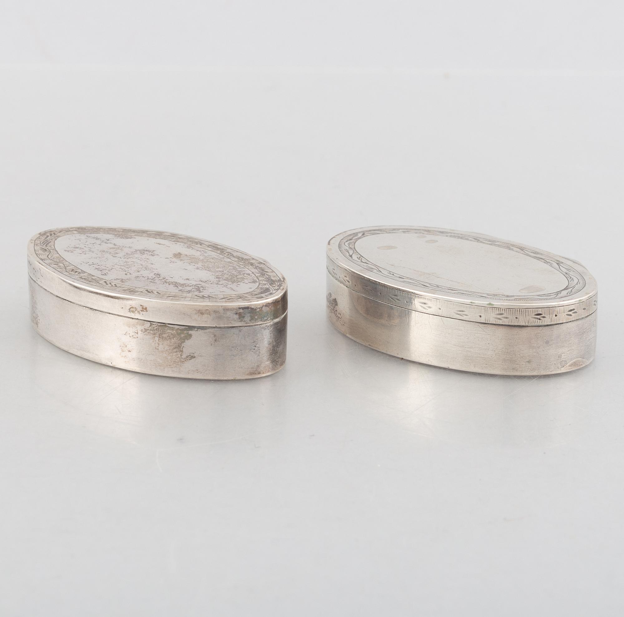 Two Swedish Silver Boxes, first half of the 19th Century.