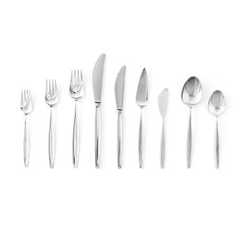 165. Tias Eckhoff, a set of 101 pcs of sterling and stainless steel flatware 'Cypress', Georg Jensen, Copenhagen 1952-1977.