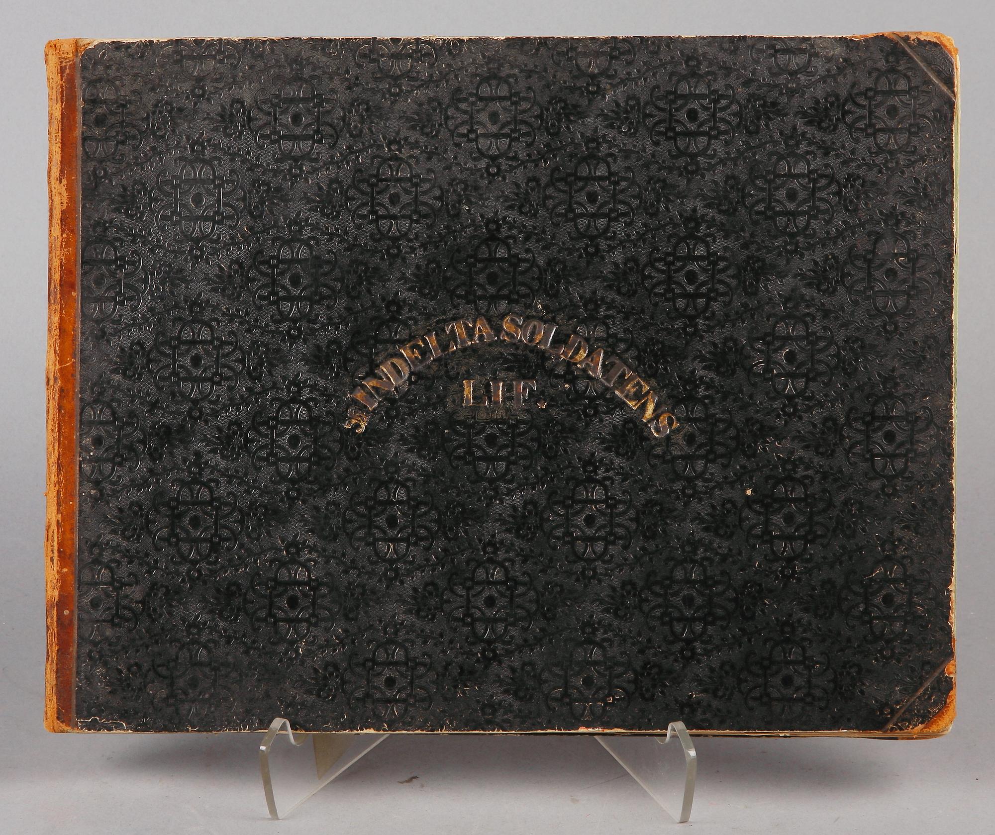 BOK, "Indelta soldatens lif", av Gustaf Nyblaeus, Stockholm 1866.