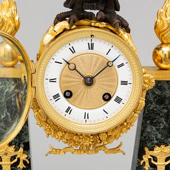 An Empire style table clock, late 19th century.