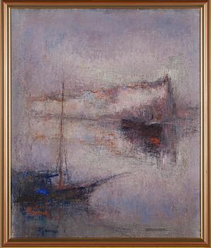 Elvi Maarni, olja på pannå, signerad.