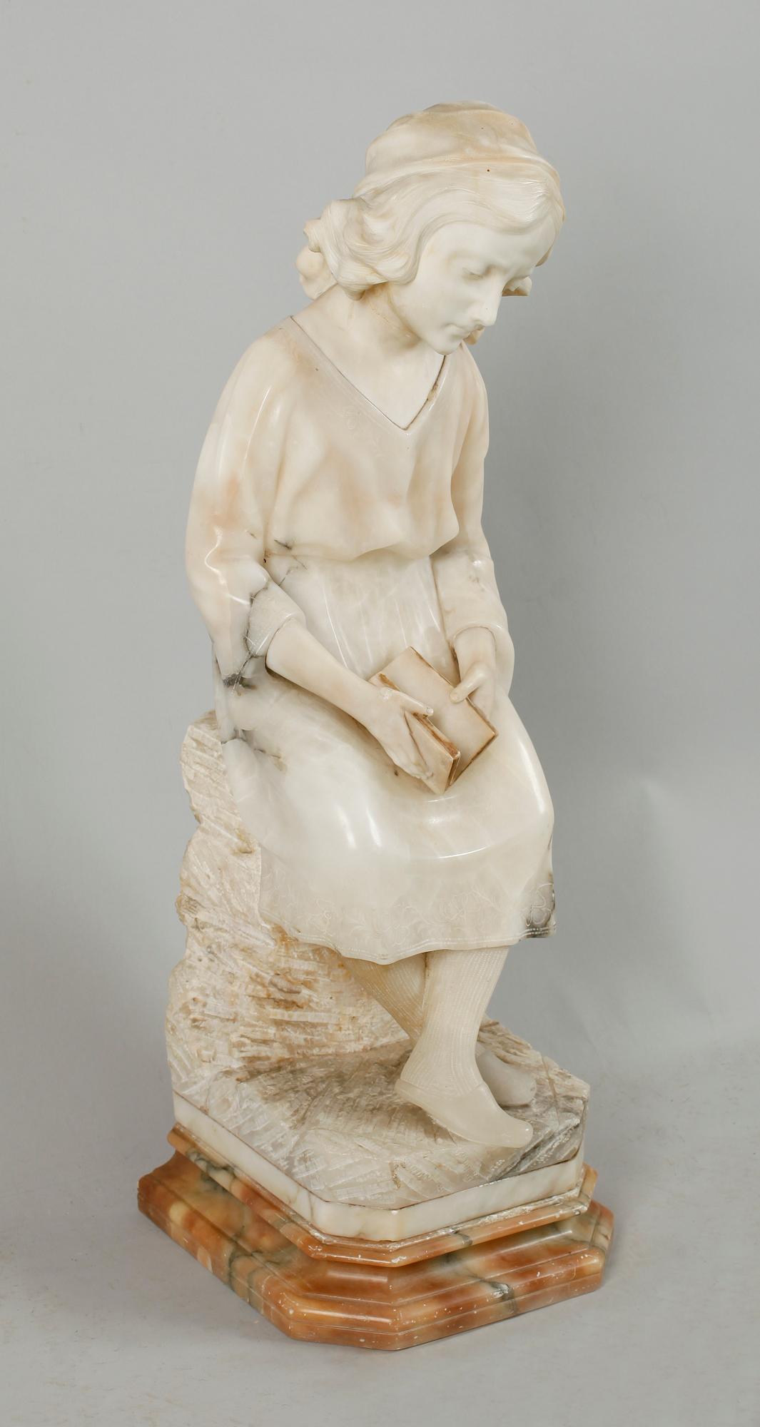 SKULPTUR, alabaster, sannolikt Italien, 1800-/1900-tal.