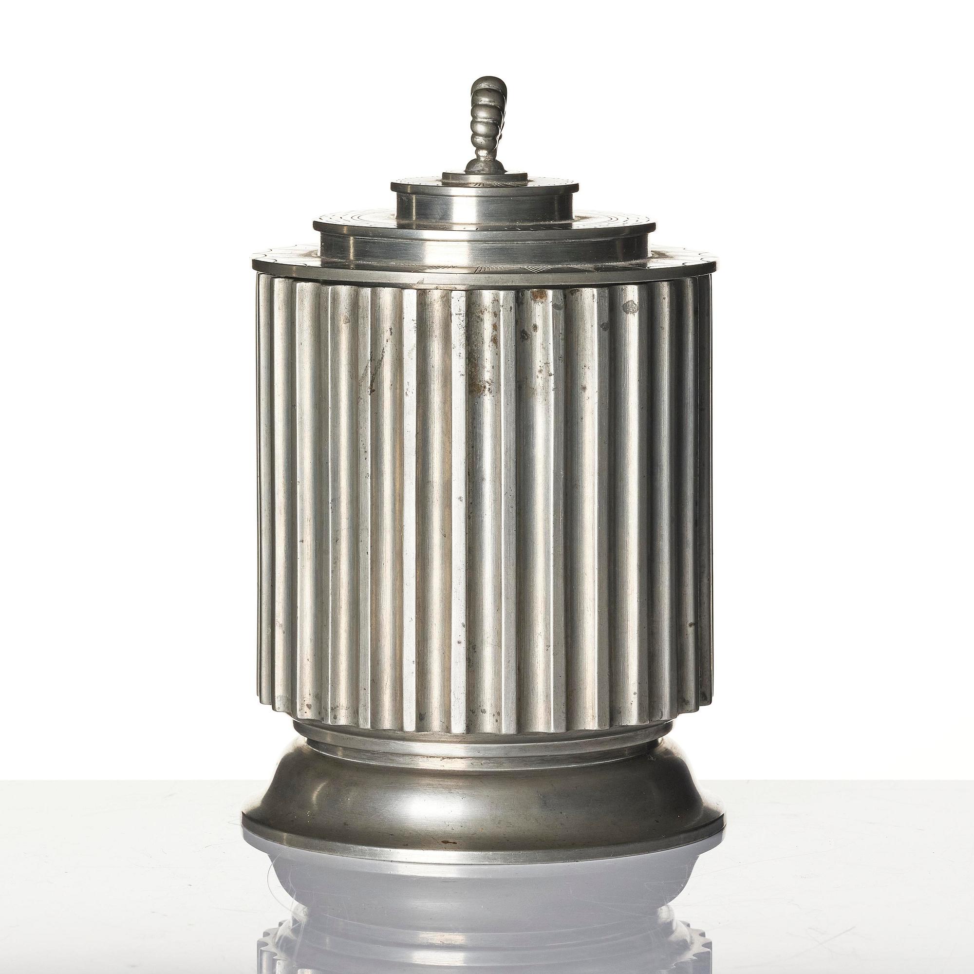 Astrid Aagesen, a lidded pewter jar, Helsingborg, Sweden, 1930s.