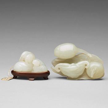 618. Two nephrite figure groups, Qing dynasty.