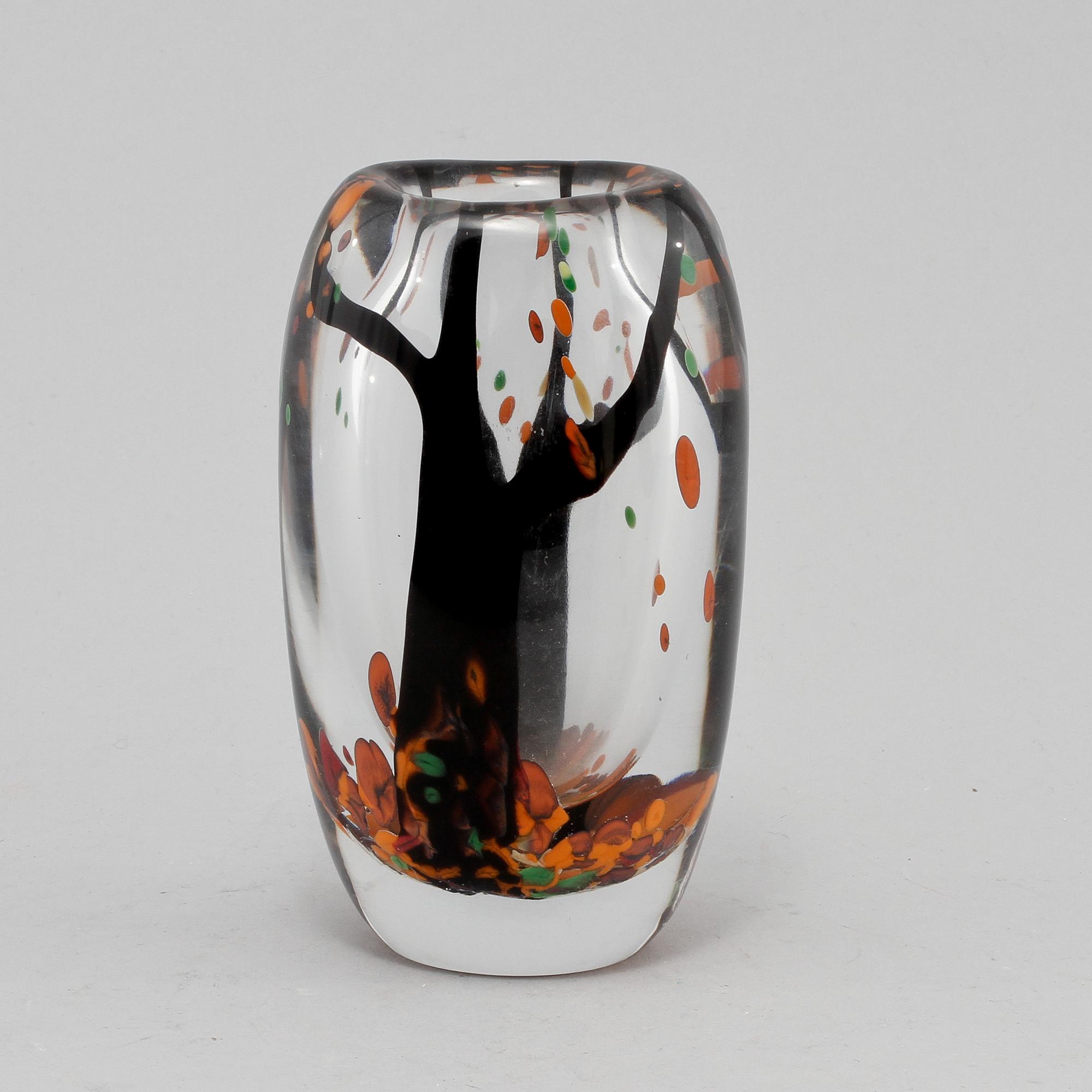 VAS, glas. "Höst", Vicke Lindstrand, Kosta, signerad, 1900-talets andra hälft.