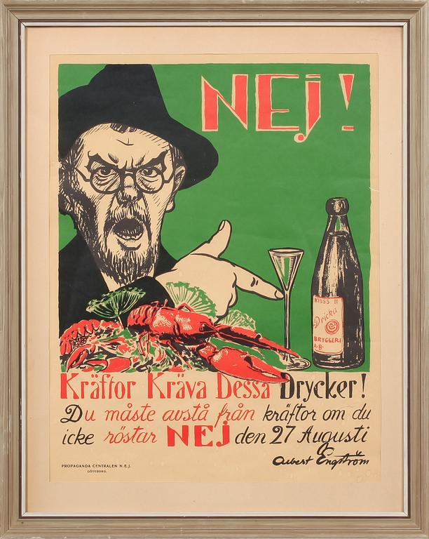 ALBERT ENGSTRÖM, efter, affisch, Propaganda Centralen N.E.J, Göteborg.