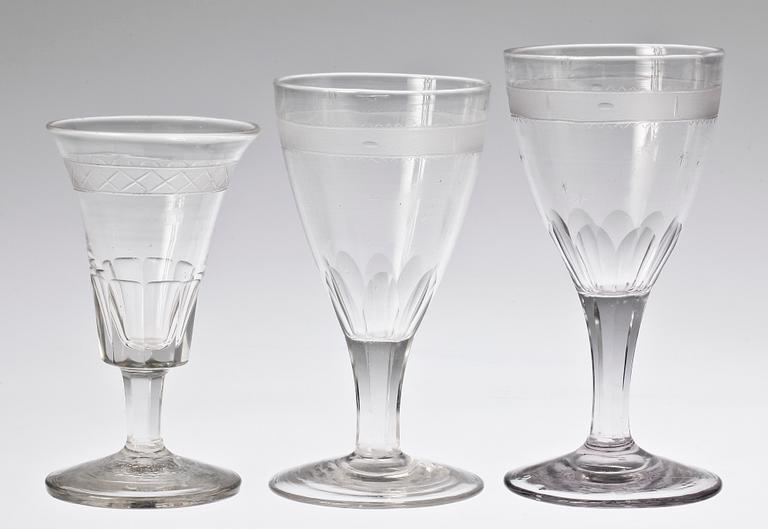 GLAS, 6+4 st, empire samt senempire, 1800-tal.