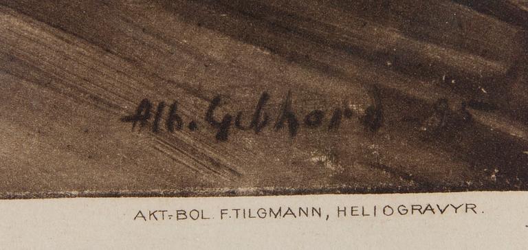 TRYCKBILD, Albert Gebhard med dedikation och datering 14.6 1929. AB. F.Tilgman, Heliogravyr.