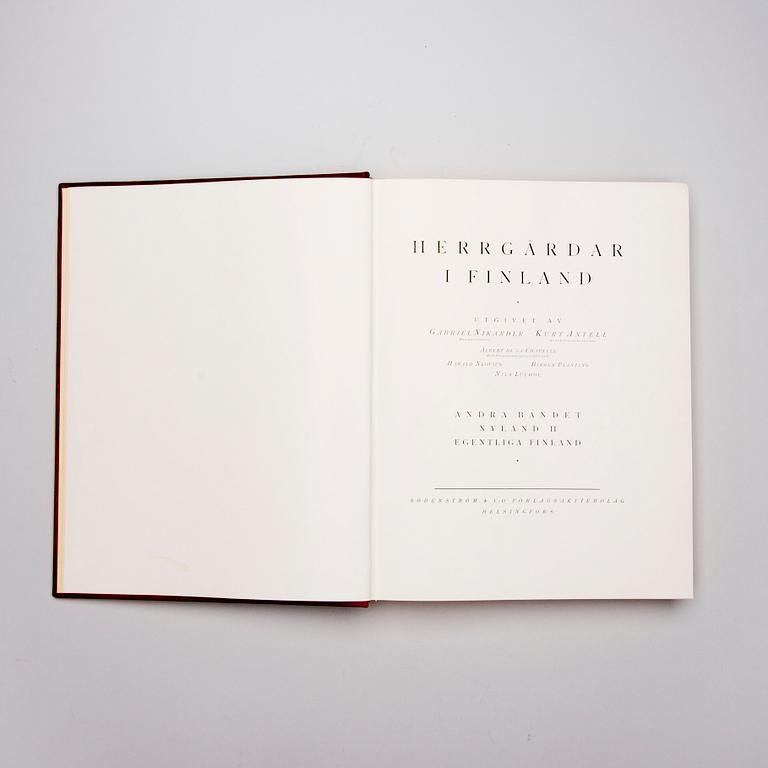 BOKVERK, vol. I-III och REGISTER, Herrgårdar i Finland, Söderstöms & Co Förlagsaktiebolag, Helsingfors 1928-30.