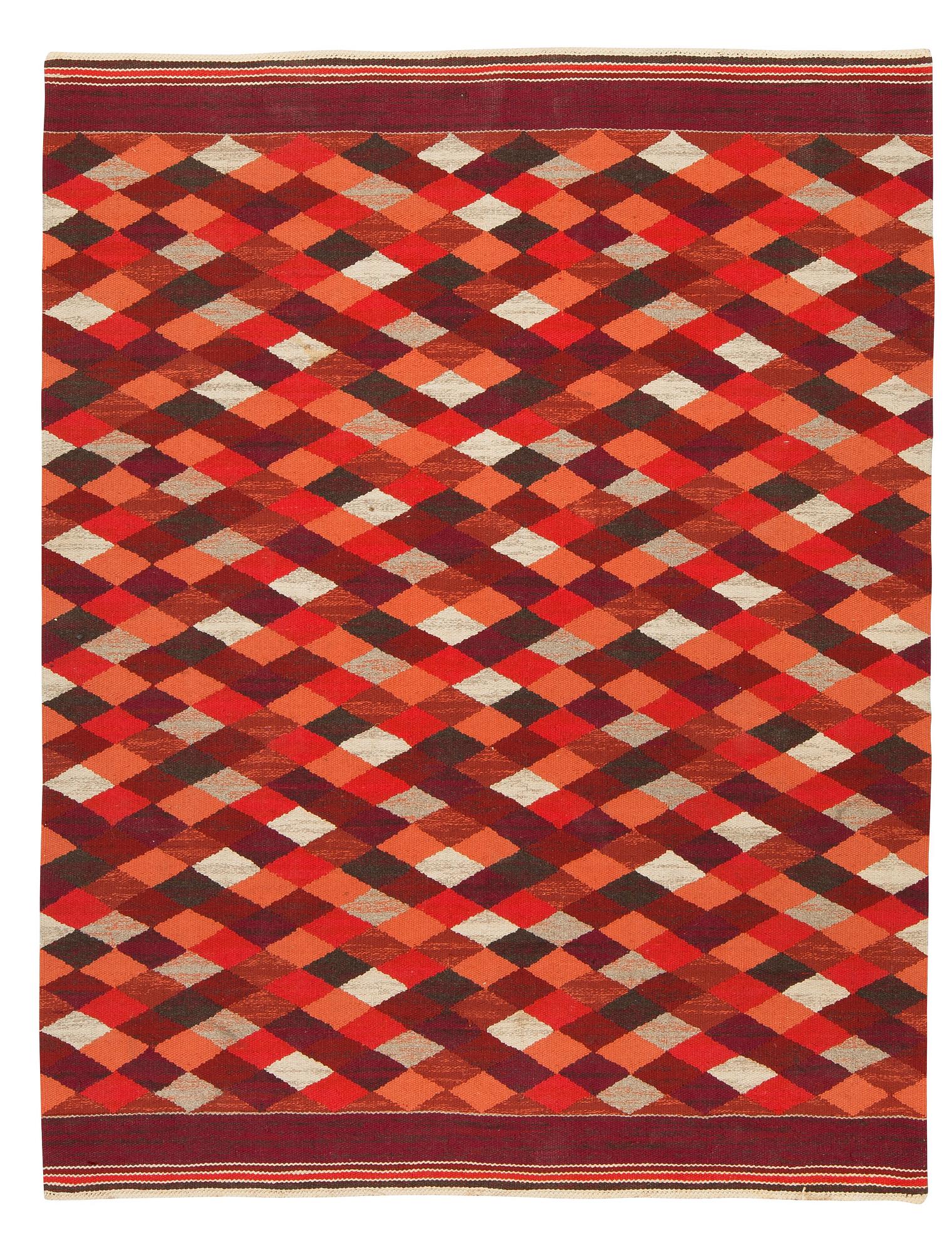 RUG. Flat weave. 234,5 x 183,5 cm. Possibly Elsa Gullberg. Sweden around 1940's-50's.