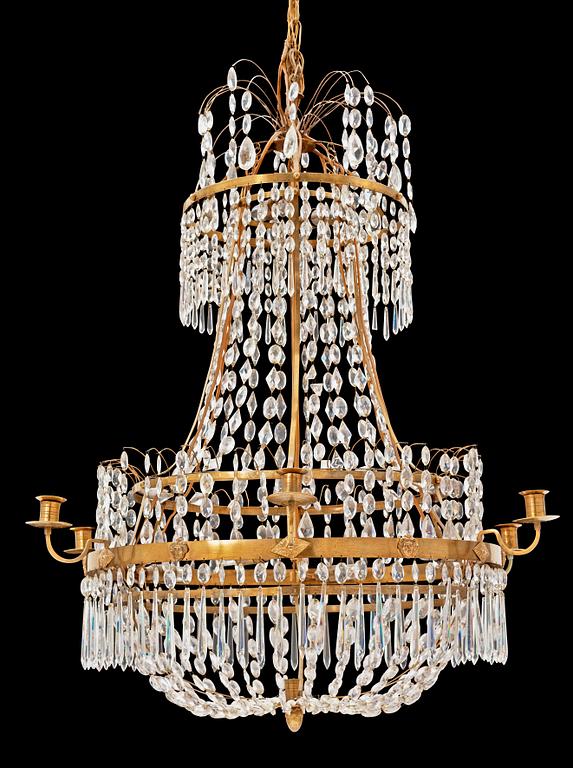 A late Gustavian circa 1800 seven-light chandelier.