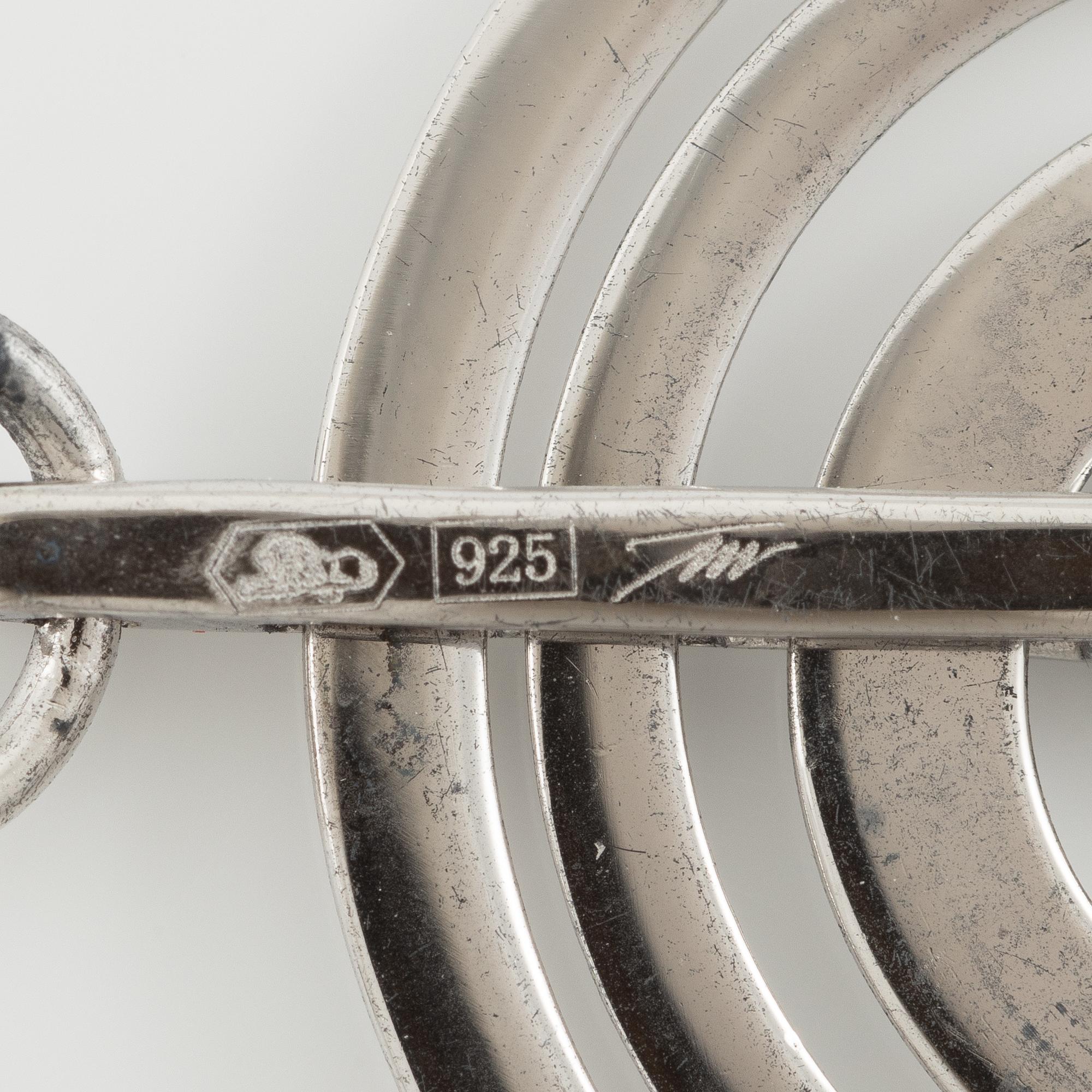 Tapio Wirkkala, a pair of earrings "Silvermoon", sterling silver, for Kultakeskus.