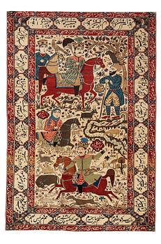 194. A RUG, semi-antique Kashan figural, so called Motachem, ca 205,5 x 140,5 cm.