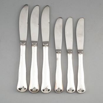 KNIVAR, 11 st (4+7), silver, Cohr, Danmark. Vikt med stålblad ca 447 g.