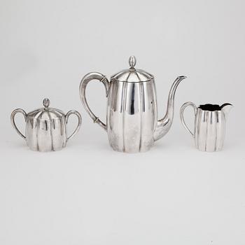 KAFFESERVIS, 3 delar, silver. 1933. Totalvikt ca974g.