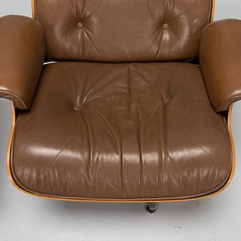 Charles and Ray Eames, a 1980s 'Lounge chair' and stool for Herman Miller.