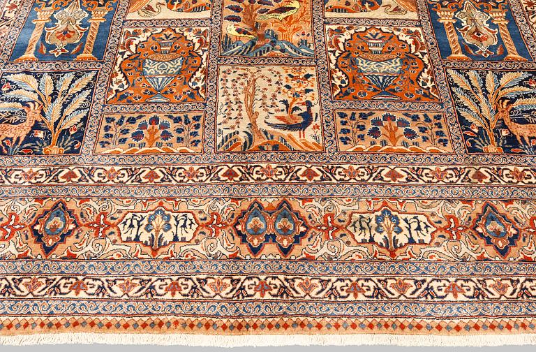 A figural Kashmar carpet, approx. 347 x 300 cm.