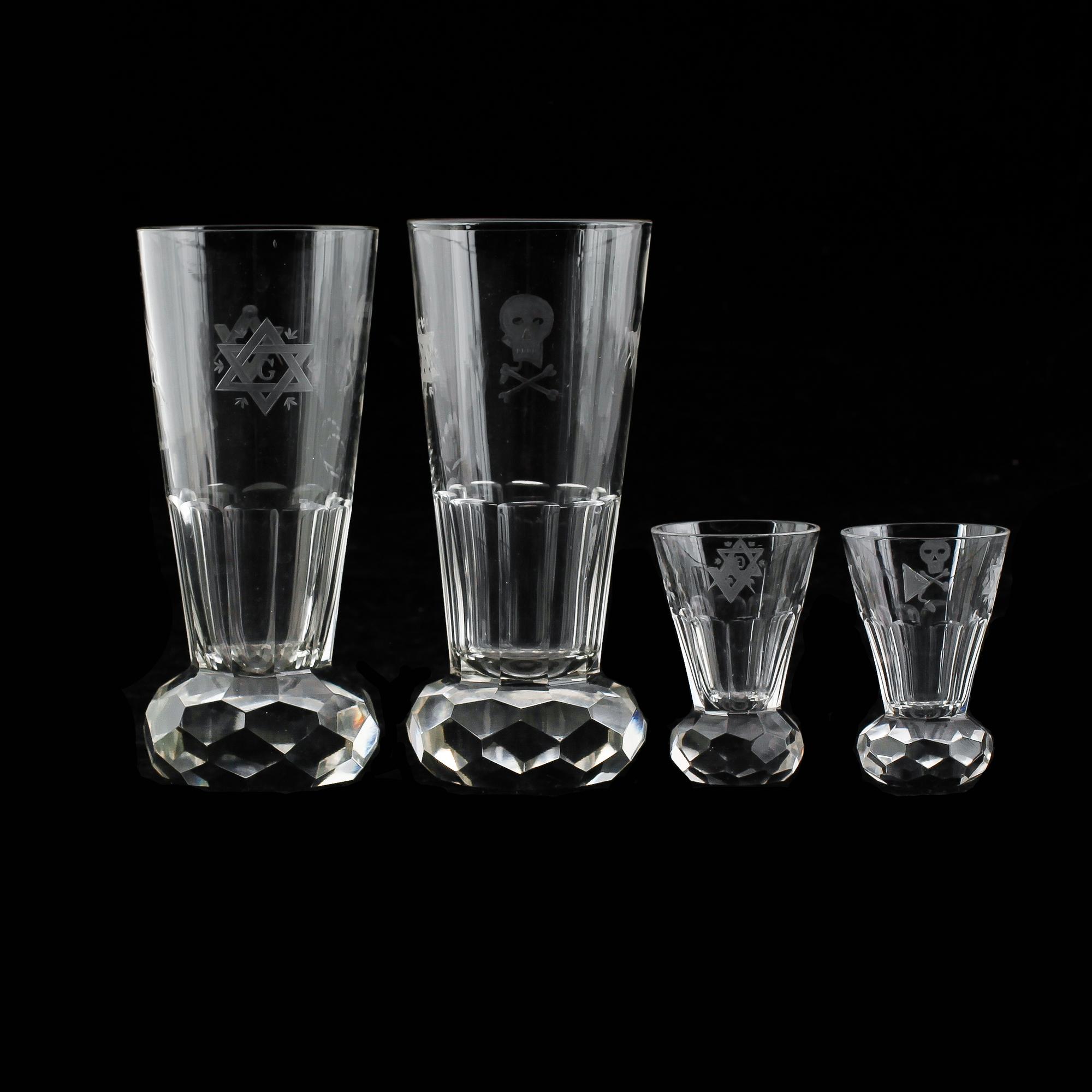 FRIMURARGLAS, 12 st, (6+6), 1800-/1900-tal.