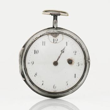 FICKUR, silver, spindelgång, urverket av Lind, London, Storbritannien, 1794. Total vikt ca 125 g.