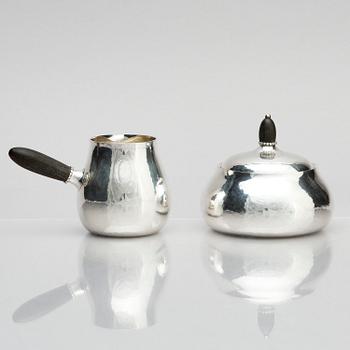 Georg Jensen, a sterling silver 3 pieces coffee set, Copenhagen, Denmark, after 1945, design no 80A.