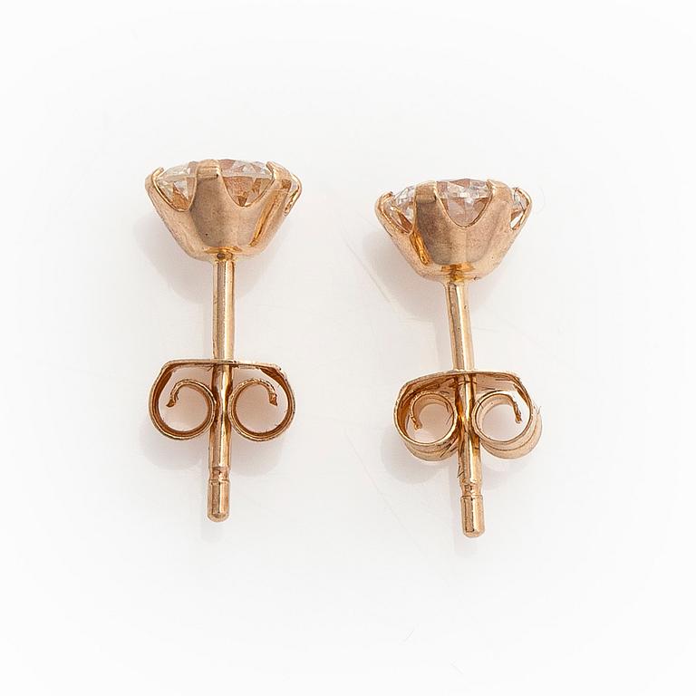 Earrings, brilliant cut diamonds, total 1.00 ct, 14K gold.