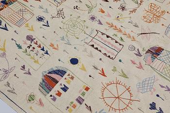 Matta, Kelim, handbroderad, ca 243 x 180 cm.