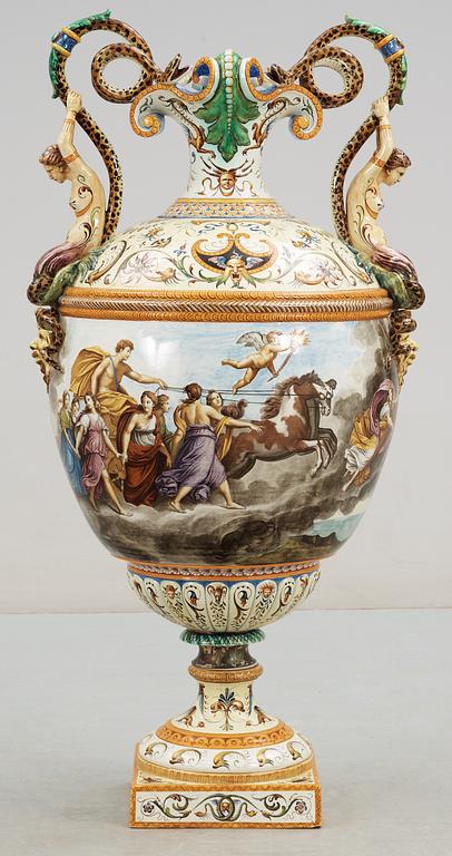 A large majolica 'Historismus' vase, late 19th Century.