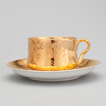 KAFFEKOPPAR, 6st, porslin, Kuznetsov, Ryssland, sent 1800-tal.