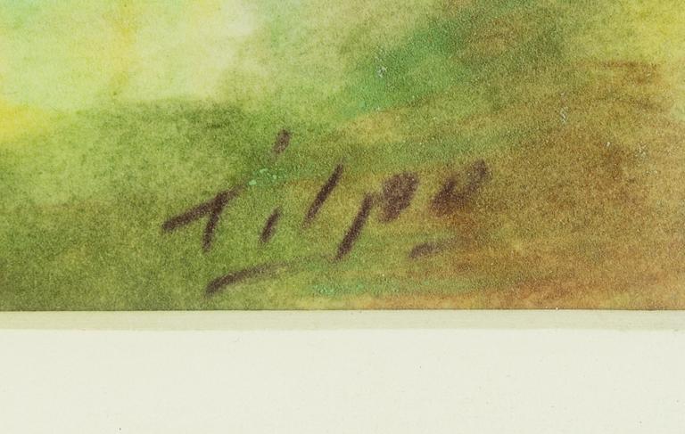 Fruls Tilpo, akryl på sammetsduk, signerad.