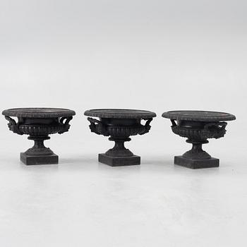 Garden urns, 3 pcs, No. 3, Husqvarna, circa 1900.