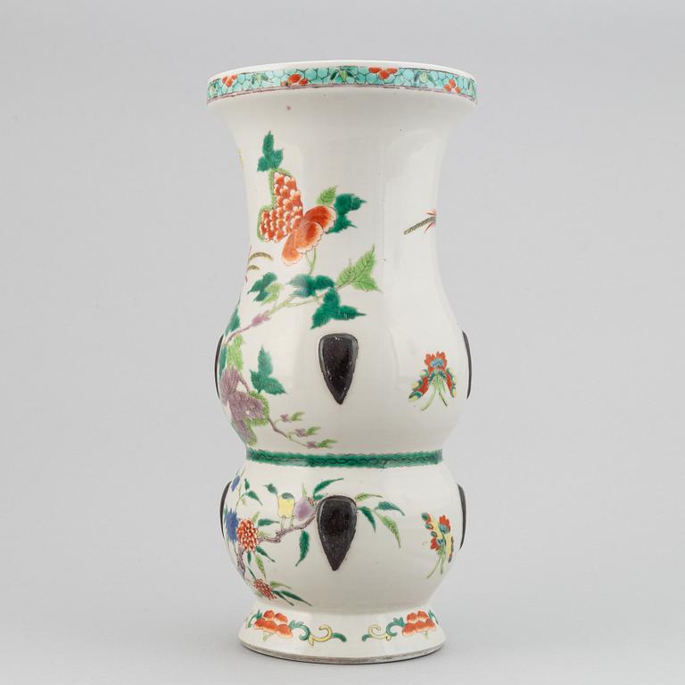 A Chinese famille verte vase, 20th century.