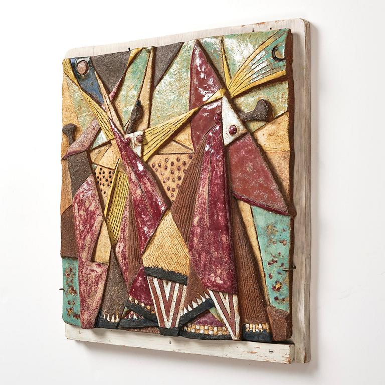Tyra Lundgren, a stoneware wall sculpture, "Abstrakt", own studio, Bredkvie, Gotland.