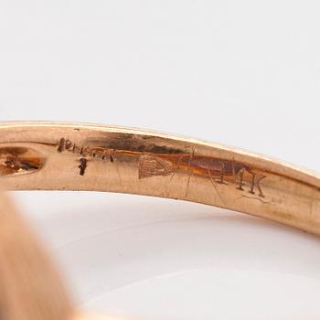 Sormus, 14K ruusukultaa, ametisti ja timantteja.