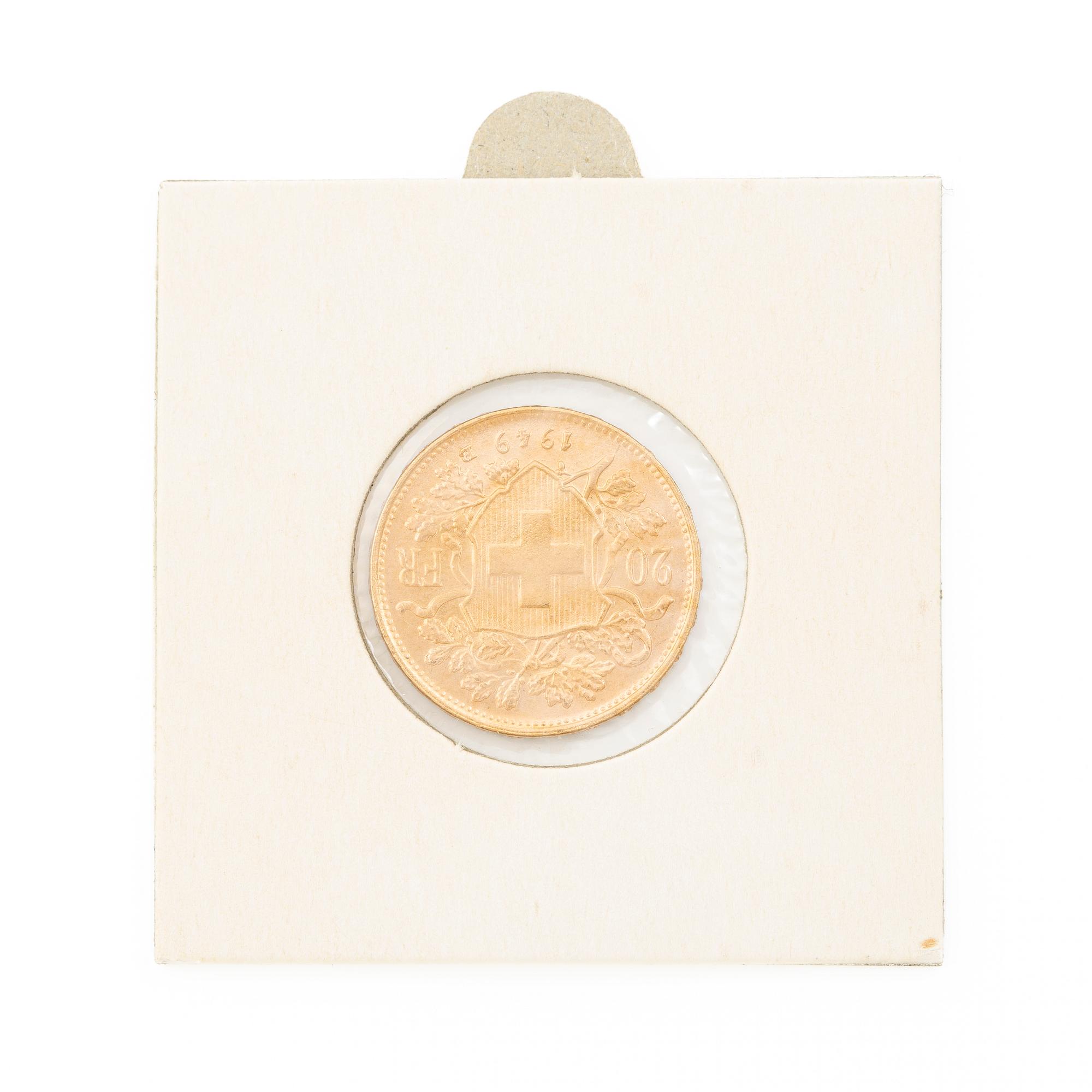 Guldmynt, Schweiz, 20 Franc, 1949.