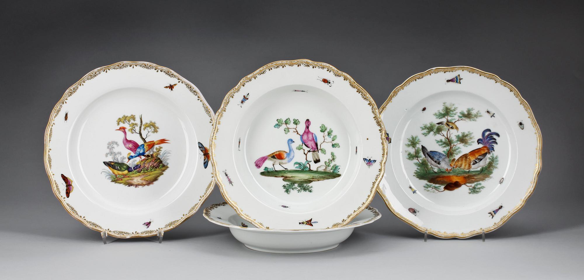 TALLRIKAR, fyra stycken, porslin. Meissen, 2:a sortering.
