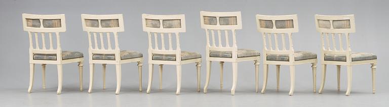 Six late Gustavian chairs by E. Ståhl, master 1794.
